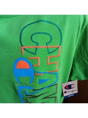 NWT T-shirt Large Champion Heritage Green Graphic 100% Cotton Heavyweight Y2K